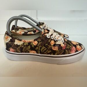 Vans Authentic Floral Flower Print Low Top Canvas Shoes Sneakers Women’s 8